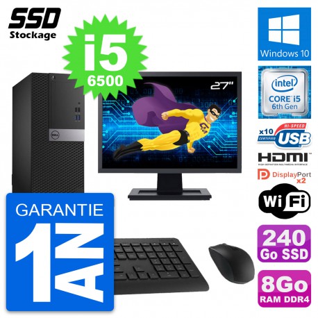 PC Tour Dell 5050 Ecran 27" Intel i5-6500 RAM 8Go SSD 240Go HDMI Windows 10 Wifi