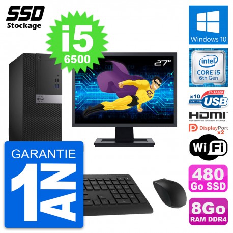 PC Tour Dell 5050 Ecran 27" Intel i5-6500 RAM 8Go SSD 480Go HDMI Windows 10 Wifi