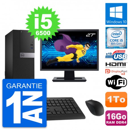 PC Tour Dell 5050 MT Ecran 27" i5-6500 RAM 16Go Disque 1To HDMI Windows 10 Wifi
