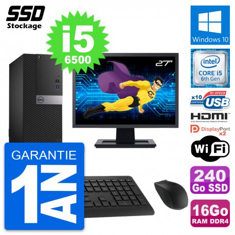 PC Tour Dell 5050 Ecran 27" Core i5-6500 RAM 16Go SSD 240Go HDMI Windows 10 Wifi