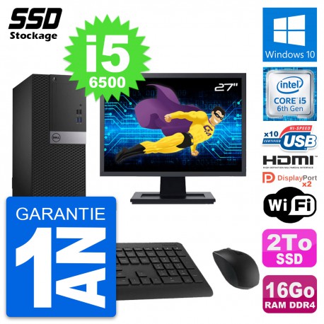 PC Tour Dell 5050 Ecran 27" Intel i5-6500 RAM 16Go SSD 2To HDMI Windows 10 Wifi