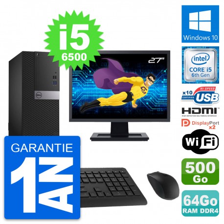 PC Tour Dell 5050 Ecran 27" i5-6500 RAM 64Go Disque 500Go HDMI Windows 10 Wifi