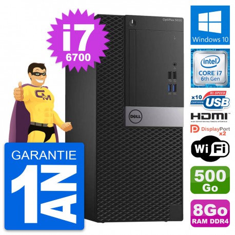 PC Tour Dell OptiPlex 5050 i7-6700 RAM 8Go Disque Dur 500Go HDMI Windows 10 Wifi