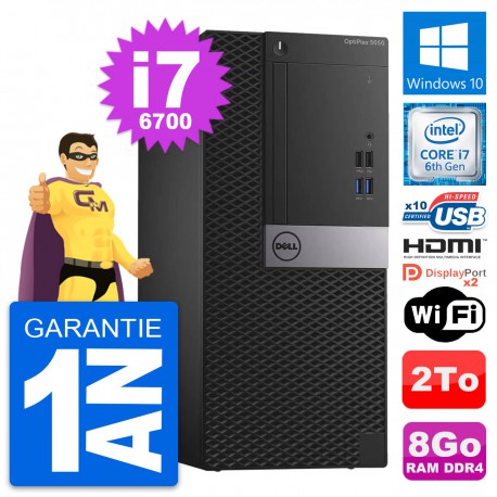 PC Tour Dell OptiPlex 5050 Intel i7-6700 RAM 8Go Disque 2To HDMI Windows 10 Wifi