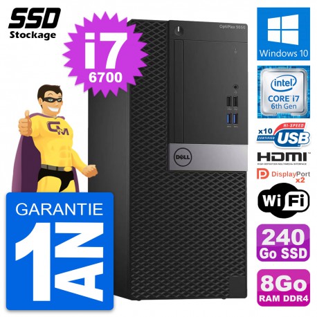PC Tour Dell OptiPlex 5050 Intel i7-6700 RAM 8Go SSD 240Go HDMI Windows 10 Wifi