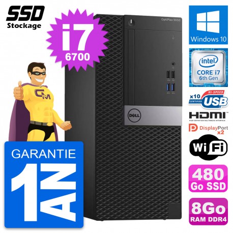 PC Tour Dell OptiPlex 5050 Intel i7-6700 RAM 8Go SSD 480Go HDMI Windows 10 Wifi
