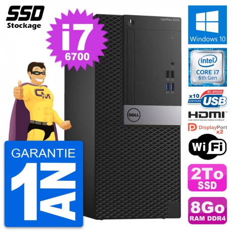 PC Tour Dell OptiPlex 5050 MT Intel i7-6700 RAM 8Go SSD 2To HDMI Windows 10 Wifi