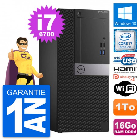 PC Tour Dell OptiPlex 5050 Core i7-6700 RAM 16Go Disque 1To HDMI Windows 10 Wifi
