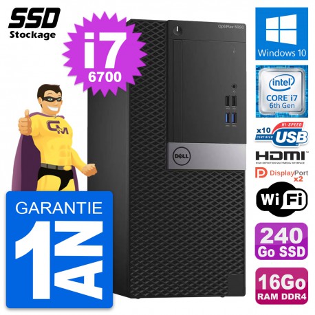 PC Tour Dell OptiPlex 5050 Intel i7-6700 RAM 16Go SSD 240Go HDMI Windows 10 Wifi