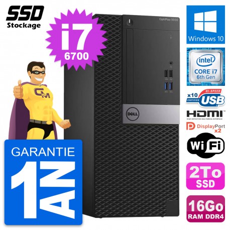 PC Tour Dell OptiPlex 5050 MT Core i7-6700 RAM 16Go SSD 2To HDMI Windows 10 Wifi
