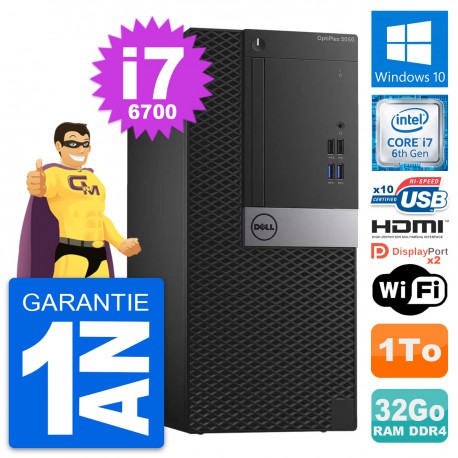 PC Tour Dell OptiPlex 5050 Core i7-6700 RAM 32Go Disque 1To HDMI Windows 10 Wifi