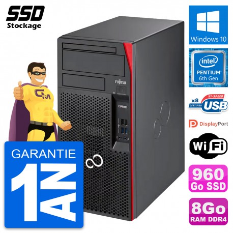 PC Tour Fujitsu Esprimo P557 MT Pentium G4400 RAM 8Go SSD 960Go Windows 10 Wifi