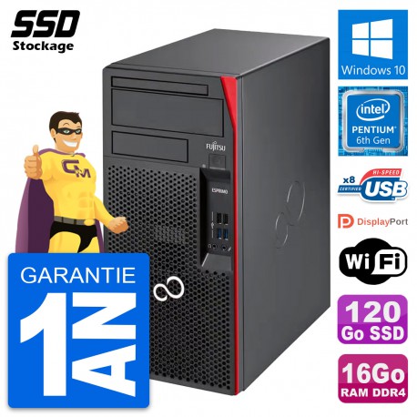 PC Tour Fujitsu Esprimo P557 MT Pentium G4400 RAM 16Go SSD 120Go Windows 10 Wifi