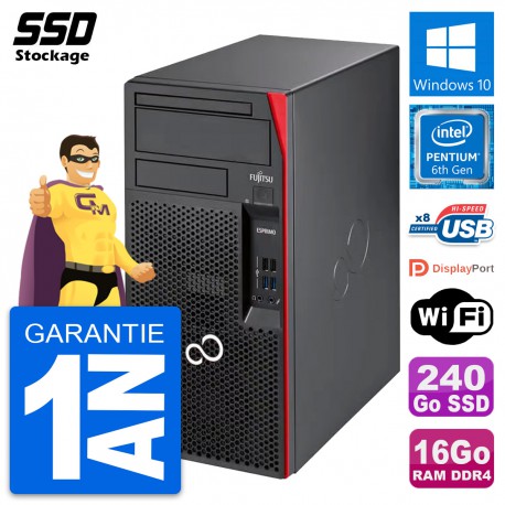 PC Tour Fujitsu Esprimo P557 MT Pentium G4400 RAM 16Go SSD 240Go Windows 10 Wifi