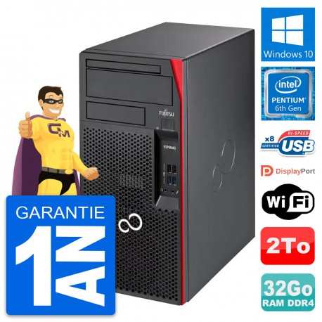 PC Tour Fujitsu Esprimo P557 MT Intel G4400 RAM 32Go Disque 2To Windows 10 Wifi