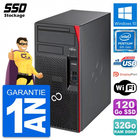 PC Tour Fujitsu Esprimo P557 MT Pentium G4400 RAM 32Go SSD 120Go Windows 10 Wifi