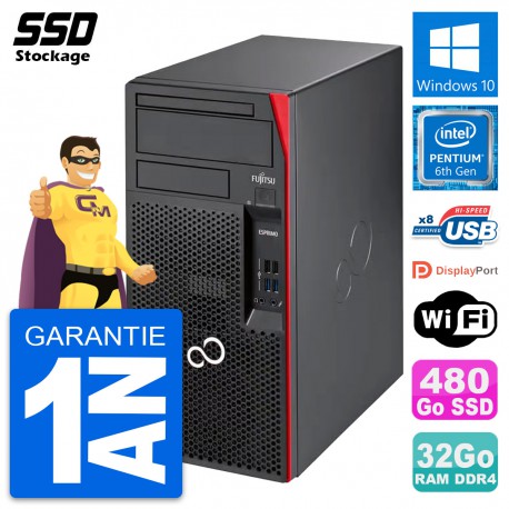PC Tour Fujitsu Esprimo P557 MT Pentium G4400 RAM 32Go SSD 480Go Windows 10 Wifi