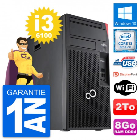 PC Tour Fujitsu Esprimo P557 MT Intel i3-6100 RAM 8Go Disque 2To Windows 10 Wifi