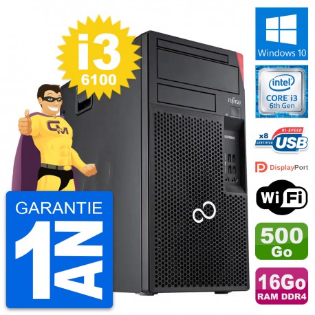 PC Tour Fujitsu Esprimo P557 Intel i3-6100 RAM 16Go Disque 500Go Windows 10 Wifi