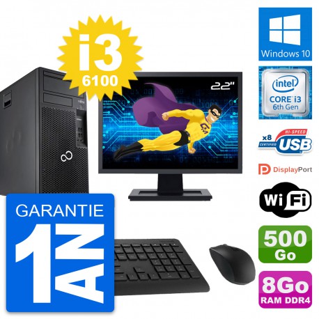 PC Tour Fujitsu P557 Ecran 22" Core i3-6100 RAM 8Go Disque 500Go Windows 10 Wifi