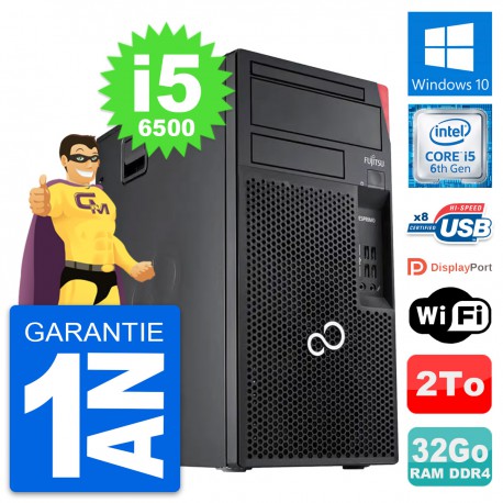 PC Tour Fujitsu Esprimo P557 MT Core i5-6500 RAM 32Go Disque 2To Windows 10 Wifi