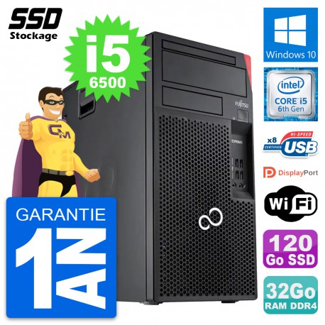 PC Tour Fujitsu Esprimo P557 MT Intel i5-6500 RAM 32Go SSD 120Go Windows 10 Wifi