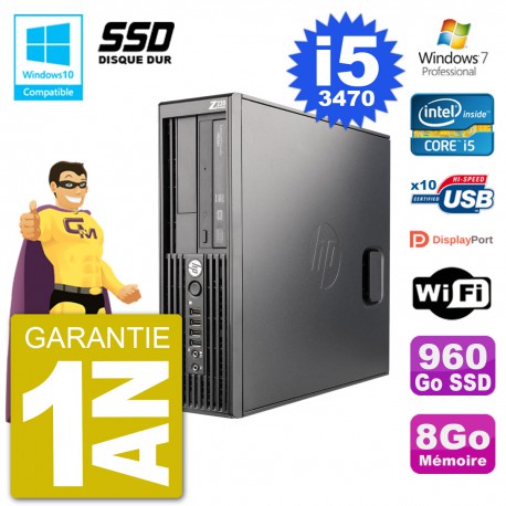 PC HP WorkStation Z220 SFF Core i5-3470 RAM 8Go SSD 960Go Graveur DVD Wifi W7