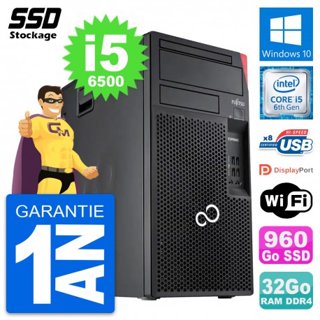 PC Tour Fujitsu Esprimo P557 MT Intel i5-6500 RAM 32Go SSD 960Go Windows 10 Wifi