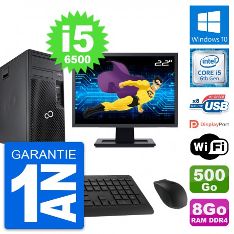 PC Tour Fujitsu P557 Ecran 22" Core i5-6500 RAM 8Go Disque 500Go Windows 10 Wifi