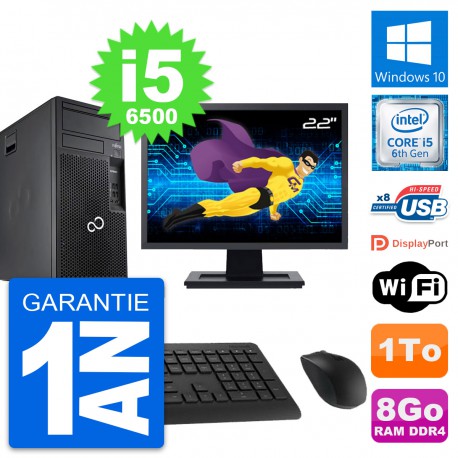 PC Tour Fujitsu P557 Ecran 22" Intel i5-6500 RAM 8Go Disque 1To Windows 10 Wifi