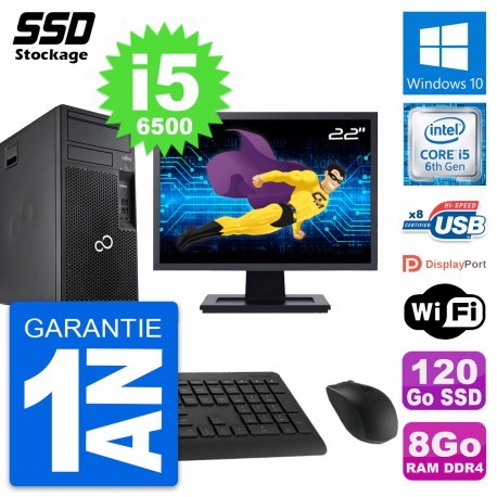 PC Tour Fujitsu P557 MT Ecran 22" Core i5-6500 RAM 8Go SSD 120Go Windows 10 Wifi