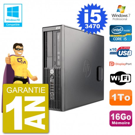 PC HP WorkStation Z220 SFF Core i5-3470 RAM 16Go Disque 1To Graveur DVD Wifi W7