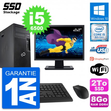 PC Tour Fujitsu P557 MT Ecran 22" Intel i5-6500 RAM 8Go SSD 2To Windows 10 Wifi
