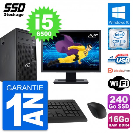 PC Tour Fujitsu P557 Ecran 22" Intel i5-6500 RAM 16Go SSD 240Go Windows 10 Wifi
