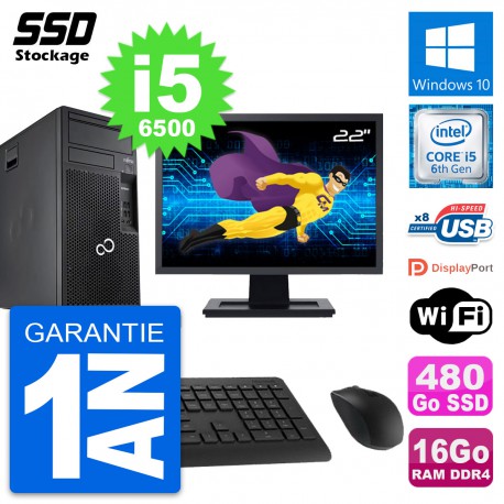 PC Tour Fujitsu P557 Ecran 22" Intel i5-6500 RAM 16Go SSD 480Go Windows 10 Wifi