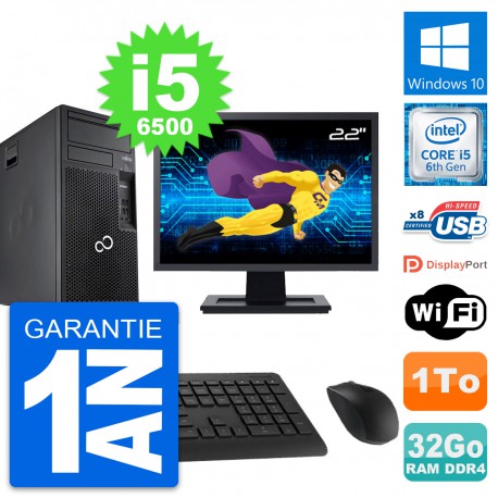 PC Tour Fujitsu P557 Ecran 22" i5-6500 RAM 32Go Disque Dur 1To Windows 10 Wifi