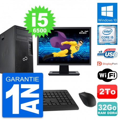 PC Tour Fujitsu P557 Ecran 22" i5-6500 RAM 32Go Disque Dur 2To Windows 10 Wifi