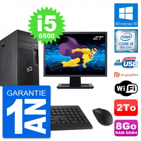 PC Tour Fujitsu P557 Ecran 27" Intel i5-6500 RAM 8Go Disque 2To Windows 10 Wifi