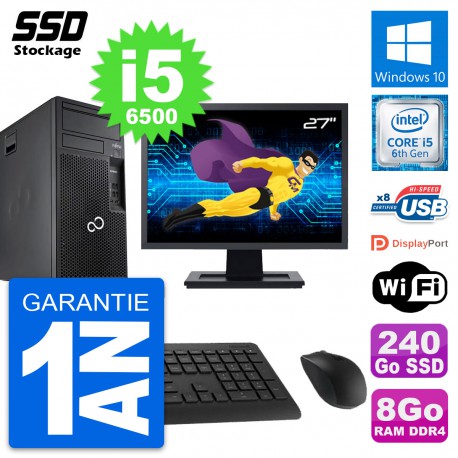 PC Tour Fujitsu P557 MT Ecran 27" Core i5-6500 RAM 8Go SSD 240Go Windows 10 Wifi
