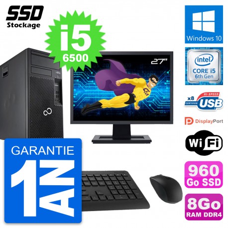 PC Tour Fujitsu P557 MT Ecran 27" Core i5-6500 RAM 8Go SSD 960Go Windows 10 Wifi