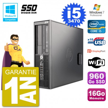 PC HP WorkStation Z220 SFF Core i5-3470 RAM 16Go SSD 960Go Graveur DVD Wifi W7