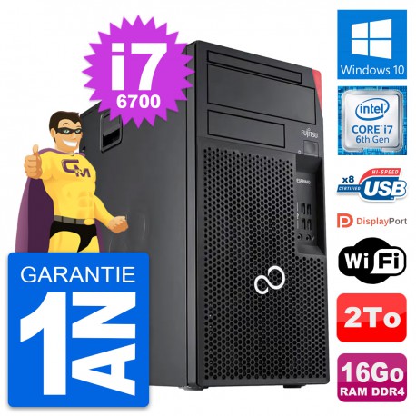 PC Tour Fujitsu Esprimo P557 MT Core i7-6700 RAM 16Go Disque 2To Windows 10 Wifi
