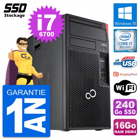 PC Tour Fujitsu Esprimo P557 MT Intel i7-6700 RAM 16Go SSD 240Go Windows 10 Wifi