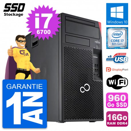PC Tour Fujitsu Esprimo P557 MT Intel i7-6700 RAM 16Go SSD 960Go Windows 10 Wifi