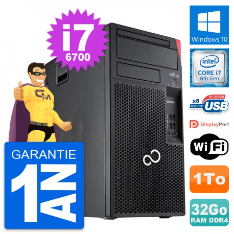 PC Tour Fujitsu Esprimo P557 MT Core i7-6700 RAM 32Go Disque 1To Windows 10 Wifi