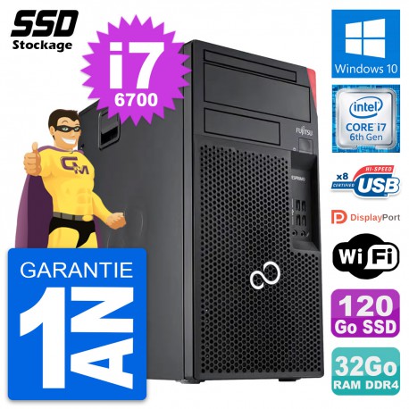 PC Tour Fujitsu Esprimo P557 MT Intel i7-6700 RAM 32Go SSD 120Go Windows 10 Wifi