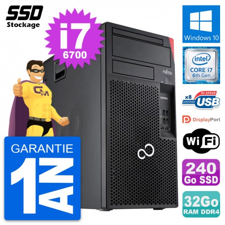 PC Tour Fujitsu Esprimo P557 MT Intel i7-6700 RAM 32Go SSD 240Go Windows 10 Wifi
