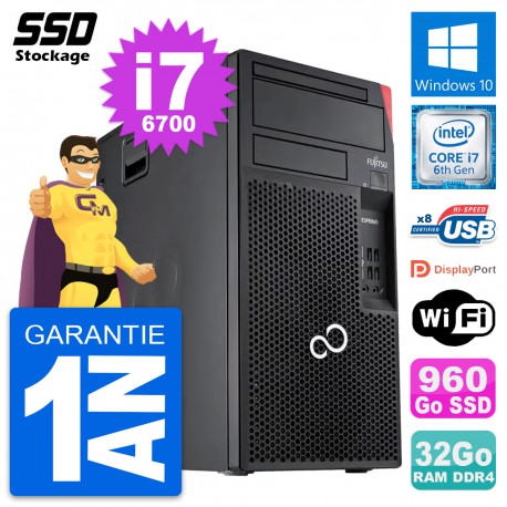 PC Tour Fujitsu Esprimo P557 MT Intel i7-6700 RAM 32Go SSD 960Go Windows 10 Wifi