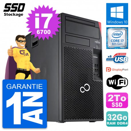 PC Tour Fujitsu Esprimo P557 MT Intel i7-6700 RAM 32Go SSD 2To Windows 10 Wifi