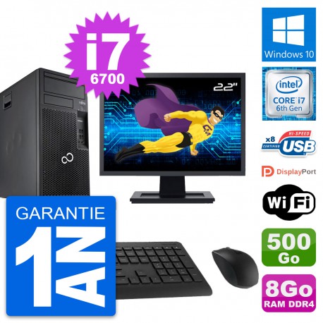 PC Tour Fujitsu P557 Ecran 22" Core i7-6700 RAM 8Go Disque 500Go Windows 10 Wifi